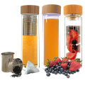 400ml Glass Bamboo Flavor loose tea and fruit infuser water bottle